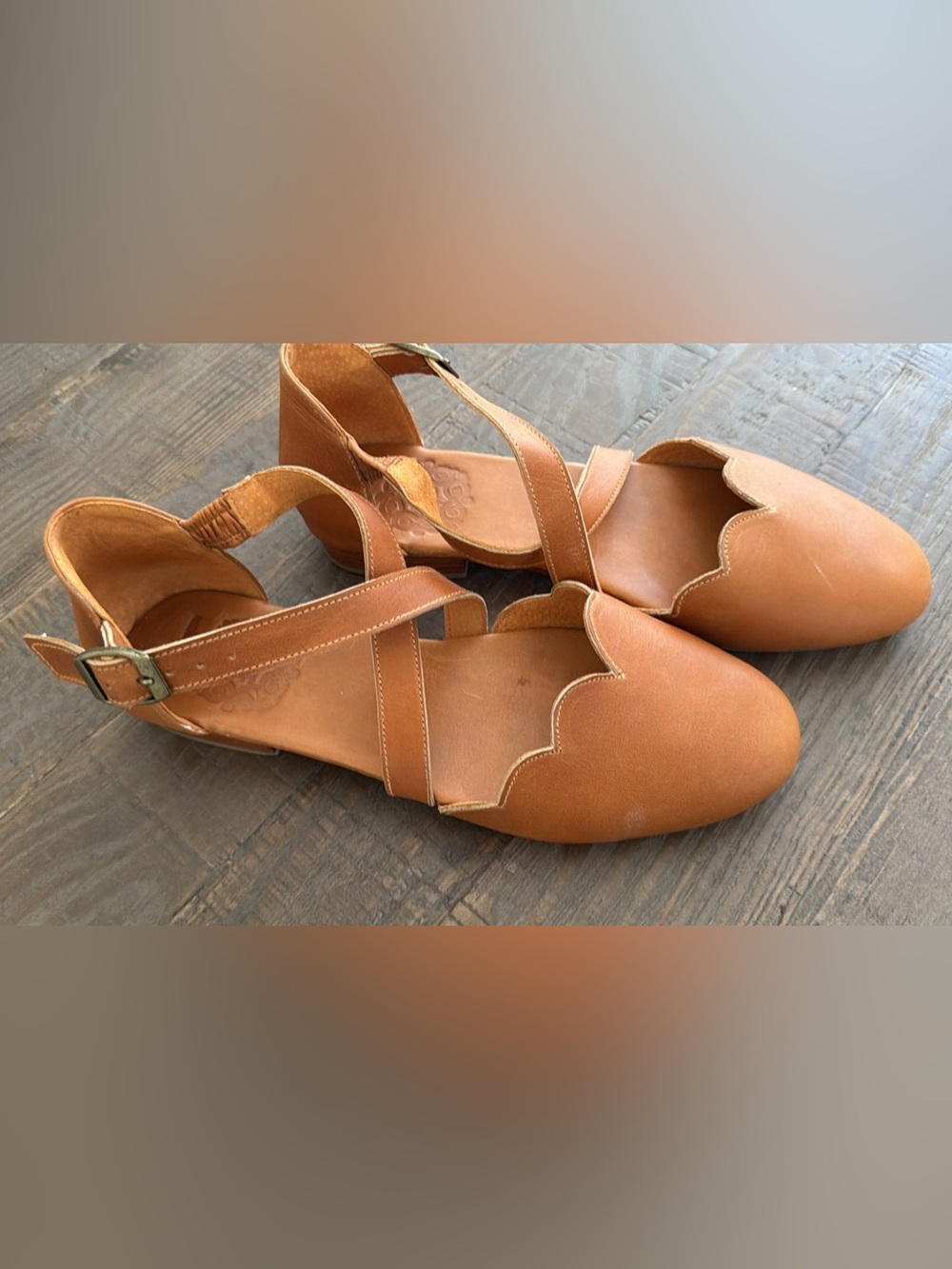 Bali elf leather strappy shoes mangrove leather ballet flat in tan size 9.5 - Picture 3 of 5